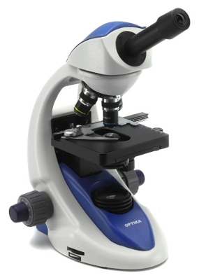 microscope X-LED monoculaire OPTIKA, objectifs achromatiques x4, x10, x40, x60