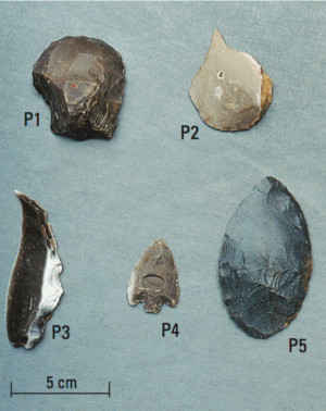 ensemble des 5 outils préhistoriques