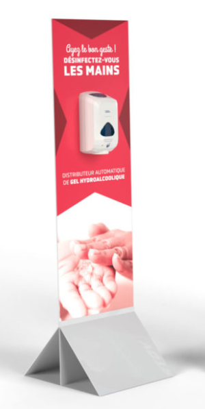 Totem distributeur gel hydroalcoolique sans contact