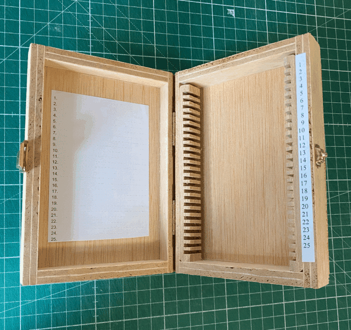 boîte bois indexée 25 préparations de biologie